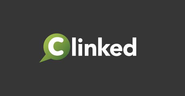 The Clinked logo on a dark grey background