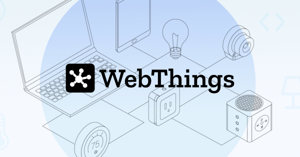An illustration of connected devices with the WebThings logo in front